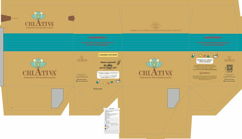 Caixa E-Commerce - Abre Fácil Tam. M - Personalizada "Famárcia Criativa" - Dourado