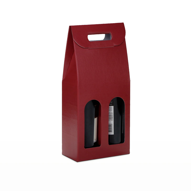 Caixa de Presente para Garrafas - c/ janela de visualização - VERMELHO BORDEAUX