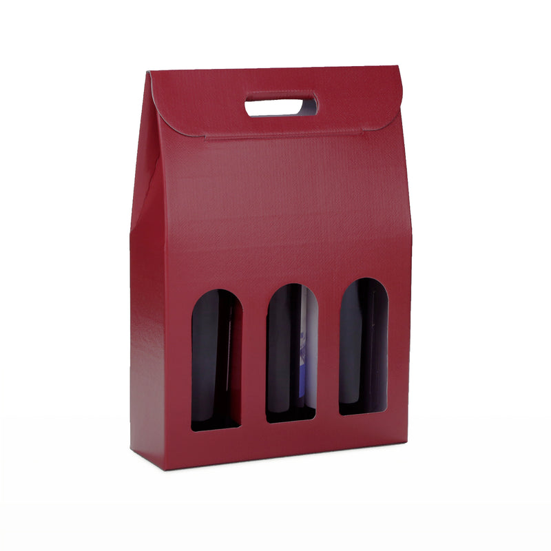 Caixa de Presente para Garrafas - c/ janela de visualização - VERMELHO BORDEAUX